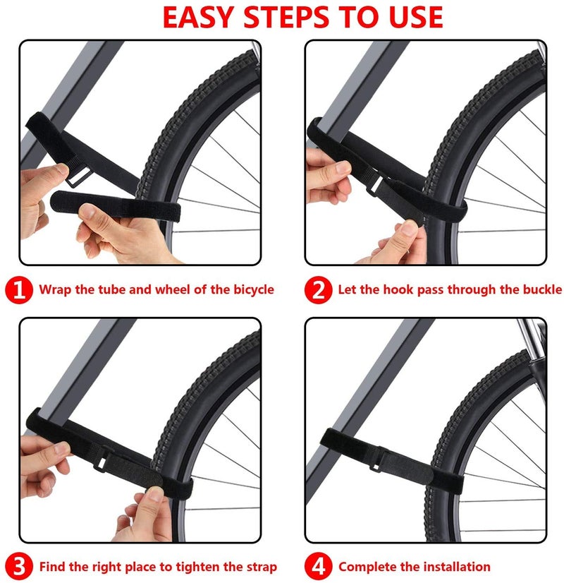 SANNIX 6 Pcs Reusable Bike Wheel Strap Adjustable Bike Wheel Stabilizer Straps Bike Rack Strap with Durable Hook (Black and Orange) - Image 4